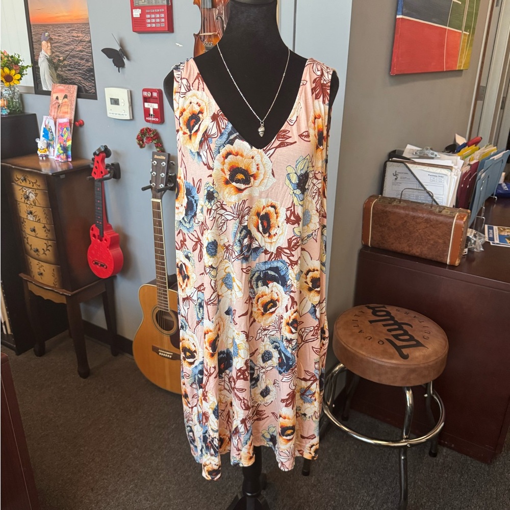 Maurices 24/7 Floral dress - Cream, Brown, Blue